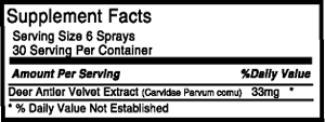 Supplement Fact for IGF-1 Deer Antler Spray